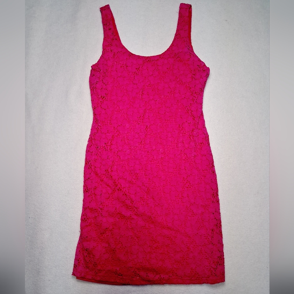Ambiance Hot Pink Lace Mini Dress